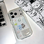 Transparent color-blocking border phone case + DIY jelly gel stickers (Reusable)