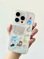 Transparent color-blocking border phone case + DIY jelly gel stickers (Reusable)