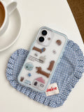 Transparent color-blocking border phone case + DIY jelly gel stickers (Reusable)