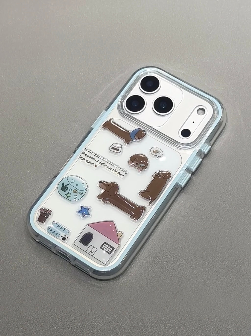 Transparent color-blocking border phone case + DIY jelly gel stickers (Reusable)