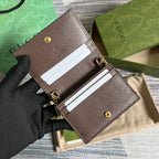 Ophidia GG Card Case Wallet Supreme Canvas Beige For Women‎ 4.3in/11cm 523155 96IWG 8745